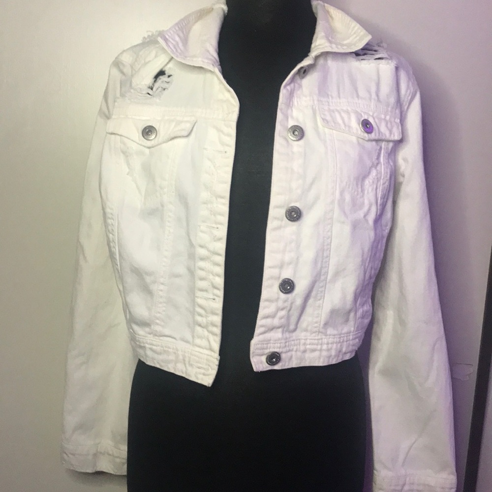 Distressed jean jacket